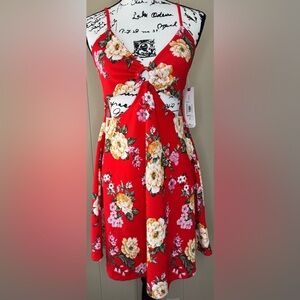 NWT Almost Famous Cut Out Floral Crepe Mini Dress Womens Size Large